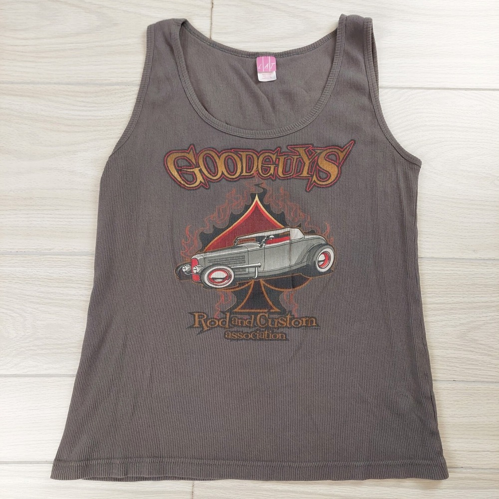 LAT Goodguys Rod and Custom Association Tank Top Womens XL Grey Hot‎ Rod Graphic